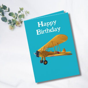 Stearman biplane photo for Pilot,Aviation Birthday Holiday Card