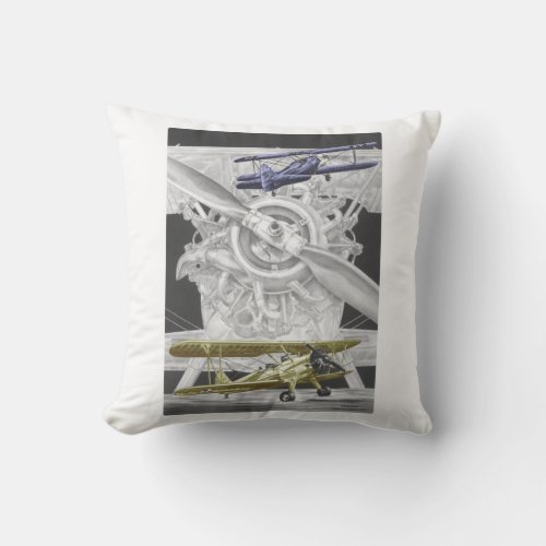 Stearman Biplane Throw Pillow