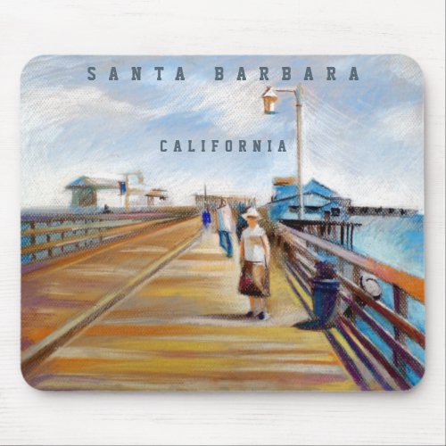 Stearns Wharf Pastel  Santa Barbara CA Mouse Pad