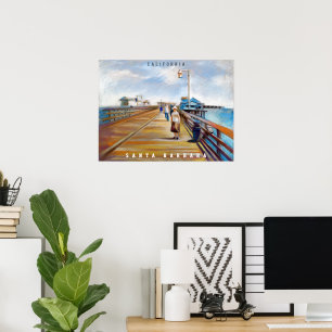Stearns Wharf Pastel   Santa Barbara, CA Poster