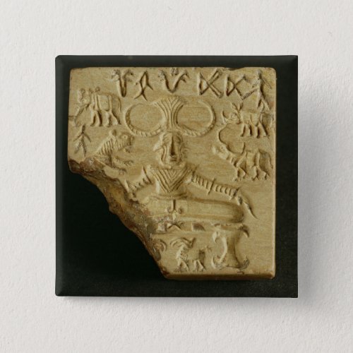 Steatite Pasupati seal Mohenjodaro 2300_1750 BC Pinback Button
