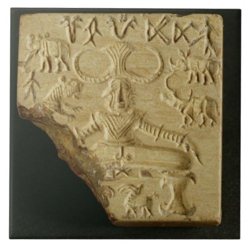 Steatite Pasupati seal Mohenjodaro 2300_1750 BC Tile