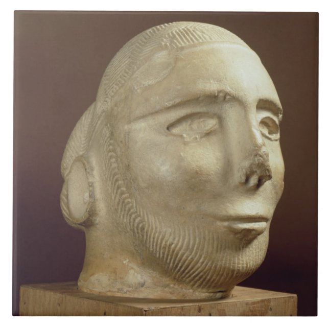 Steatite portrait head, Mohenjodaro, 2300-1750 BC Ceramic Tile (Front)