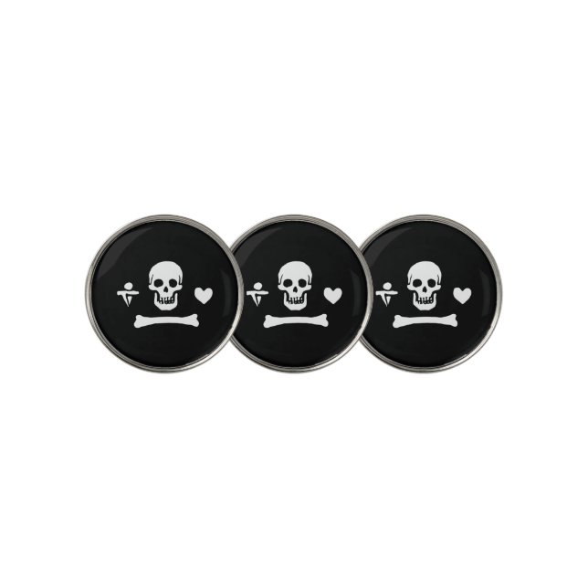 Stede Bonnet Pirate Flag Jolly Roger Golf Ball Marker (3 Up)