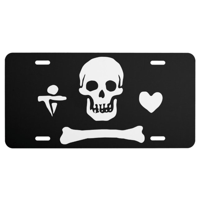 Stede Bonnet Pirate Flag Jolly Roger License Plate (Front)