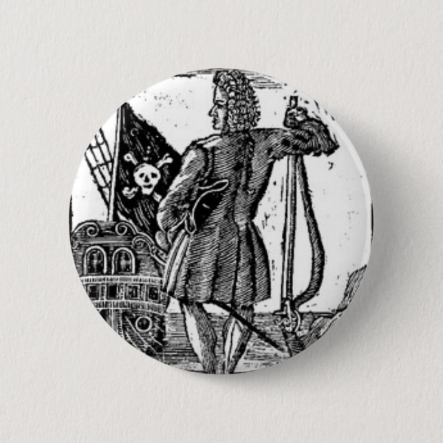 Stede Bonnet Pirate Portrait Pinback Button (Front)