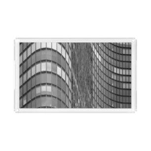 Steel and glass curtain wall of modern acrylic tray