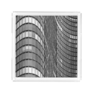 Steel and glass curtain wall of modern acrylic tray