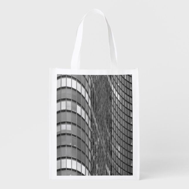 Steel and glass curtain wall of modern grocery bag (Front)