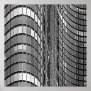 Steel and glass curtain wall of modern poster