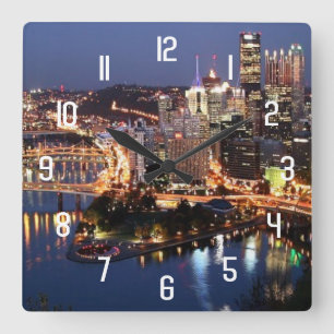 Steel and Indigo Sandwich Square Wall Clock