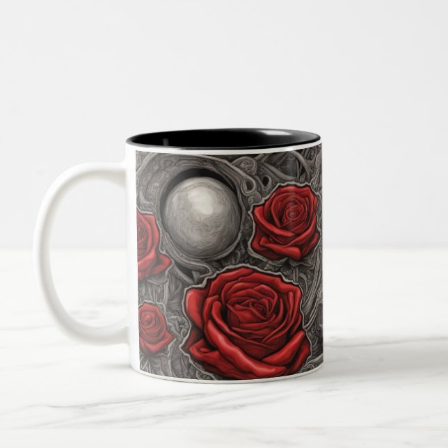 Steel and roses 031 Two-Tone coffee mug (Left)