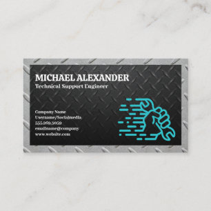 Steel Background Wrench in Hand Business Card