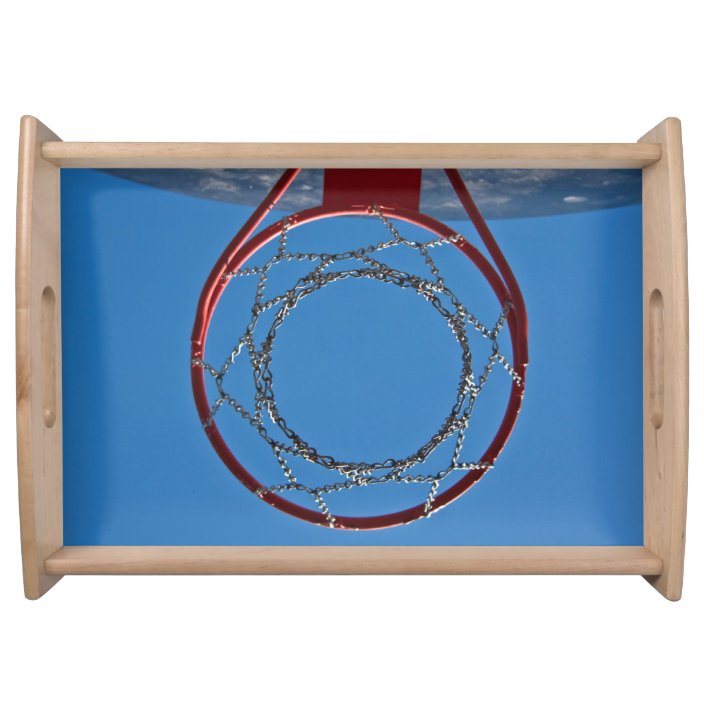 Steel basketball hoop serving tray