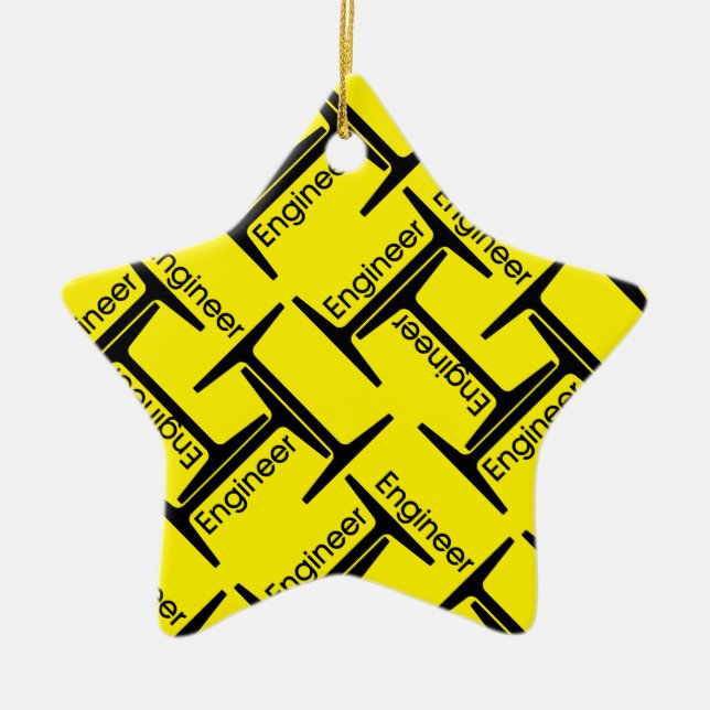 Steel Beam Engineer Pattern Ceramic Ornament (Front)