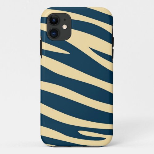 Steel Blue and Ivory Animal print skin of Zebra iPhone 11 Case