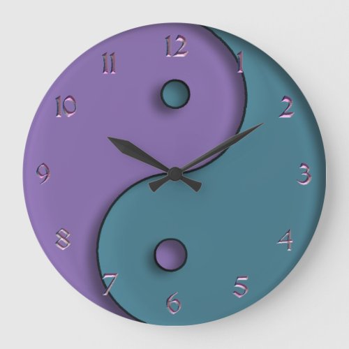Steel Blue and Lavender Yin_Yang Symbol Clock