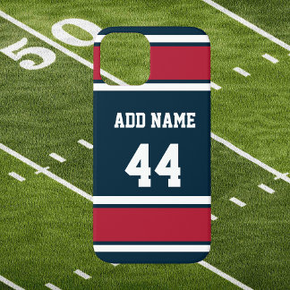 Steel Blue and Red Sports Stripe  iPhone 15 Case