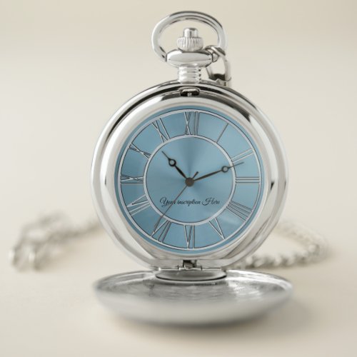 Steel Blue and Silver Personalized Pocket Watch