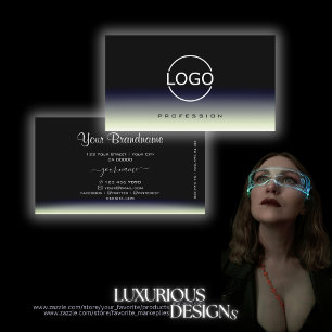 Steel Blue Black White Gradient with Logo Stylish Business Card