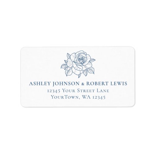 Steel Blue Botanical Floral Wedding RSVP Address Label
