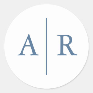 Steel Blue Elegant Envelope Seal, Wedding Classic Round Sticker