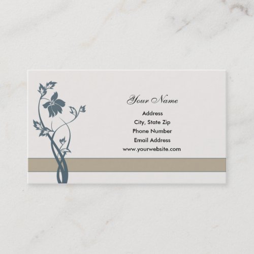 Steel Blue Floral Business Cards