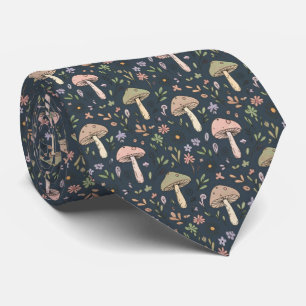 Steel Blue Fungi Botanical   Wedding Groomsmen  Neck Tie