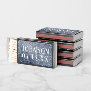 Steel blue glitter look background Wedding Day Matchboxes