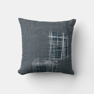 Steel blue modern abstract throw pillow