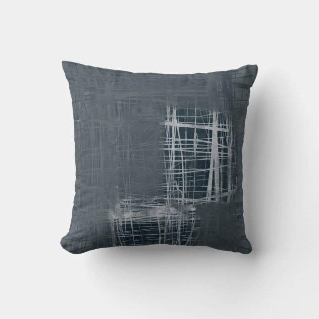 Steel blue modern abstract throw pillow (Front)