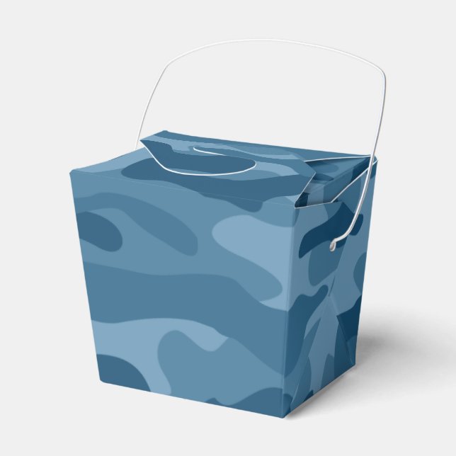 Steel Blue Monocolor Camo Favor Boxes (Front Side)