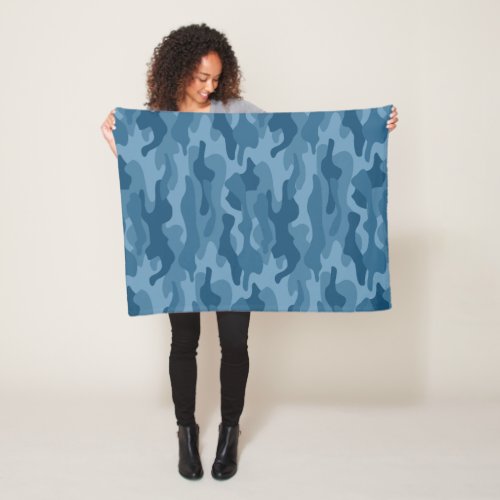 Steel Blue Monocolor Camo Fleece Blanket