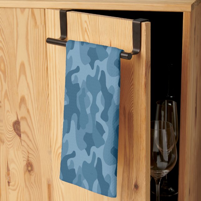 Steel Blue Monocolor Camo Kitchen Towel (Thirds Fold)