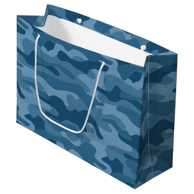 Steel Blue Monocolor Camo Large Gift Bag (Front Angled)
