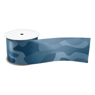 Steel Blue Monocolor Camo Satin Ribbon