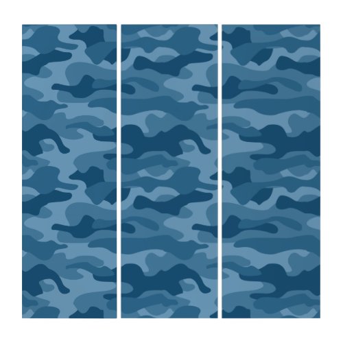 Steel Blue Monocolor Camo Triptych