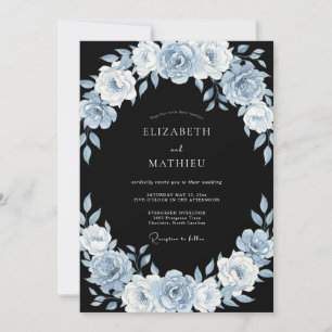 Steel Blue Moody Winter Wedding Invitation