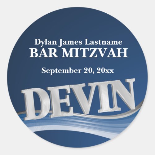 Steel Blue Name Devin Classic Round Sticker