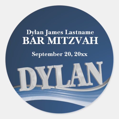 Steel Blue Name Dylan Classic Round Sticker