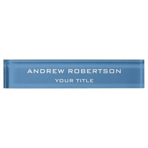 Steel Blue Plain Elegant Minimalist Simple Desk Name Plate