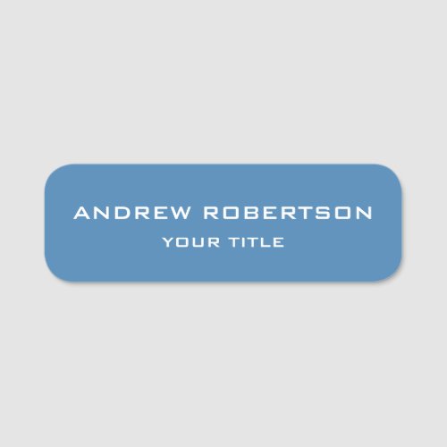 Steel Blue Plain Elegant Minimalist Simple Name Tag