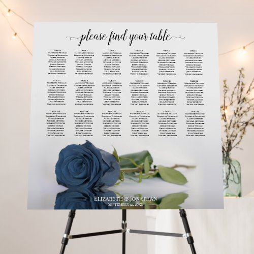 Steel Blue Rose 18 Table Wedding Seating Chart Foam Board