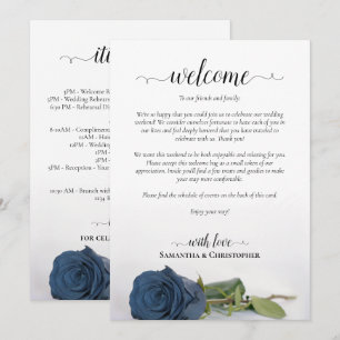 Steel Blue Rose Fancy Wedding Welcome & Itinerary Program