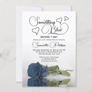 Steel Blue Rose Something Blue Bridal Shower Invitation