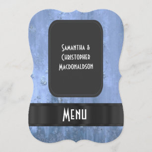 Steel blue rusty metal wedding menu