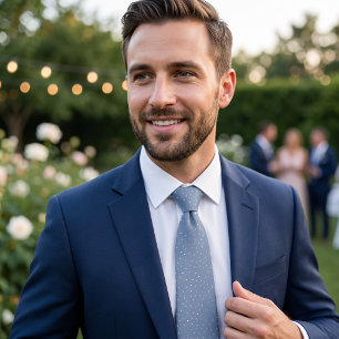Steel Blue Scattered Dots Neck Tie