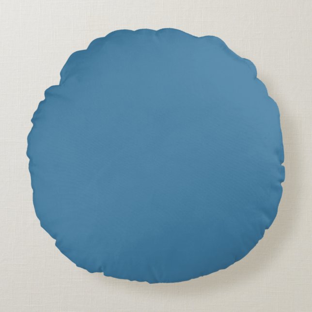 Steel Blue Solid Blank Color Round Pillow (Front)