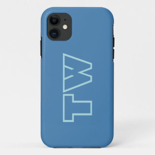 Steel Blue Solid Color Minimalist Elegant Name iPhone 11 Case
