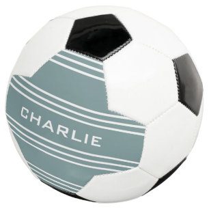 Steel Blue Stripes custom monogram soccer ball